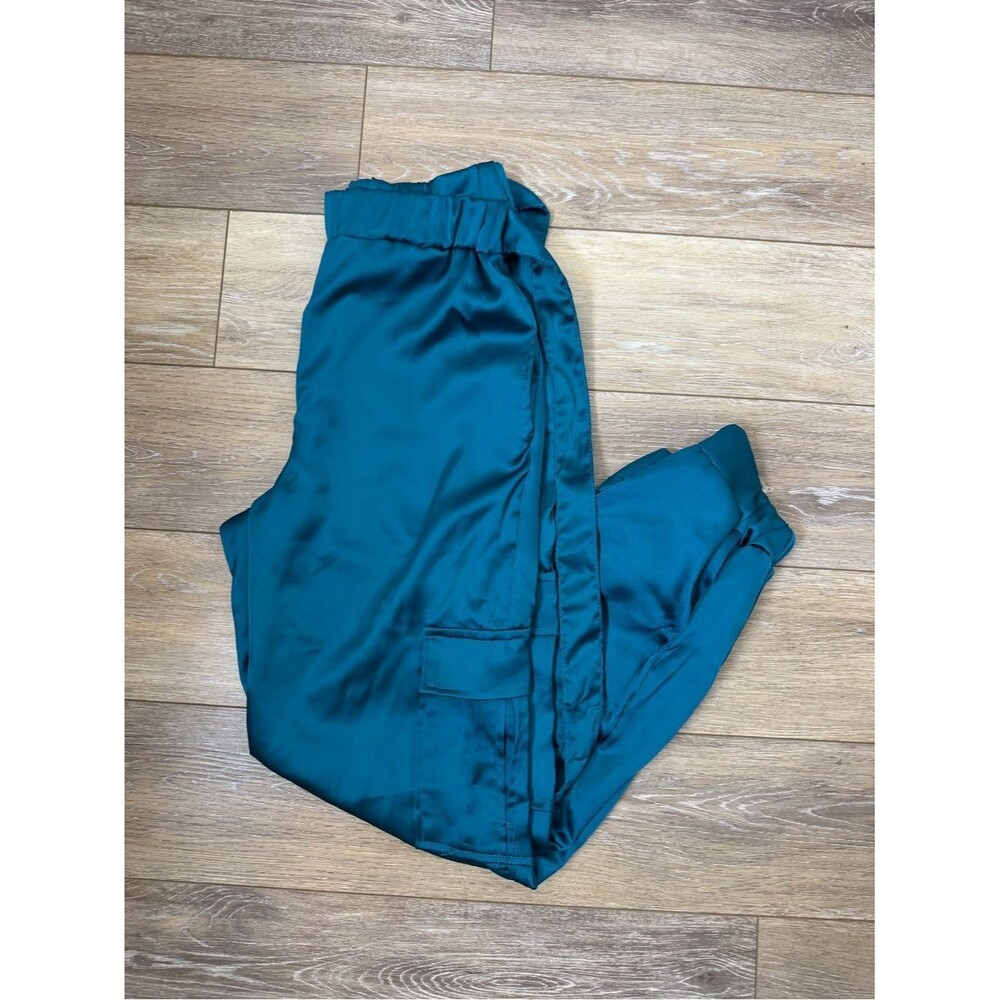 NWT Sincerely Jules Teal Satin Jogger Pants Sz M